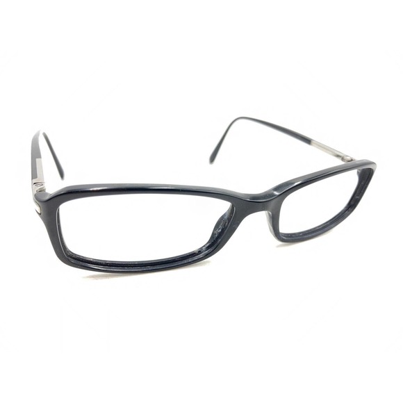 Prada Black Silver Rectangle Eyeglasses Frames 52-16 135 Italy Designer Women - Picture 1 of 12